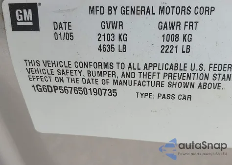 2005 Cadillac Cts Standard from USA, damaged, VIN 1G6DP567650190735